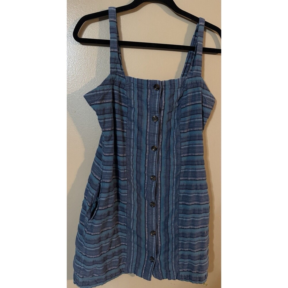 Roxy Women's Sweeter Dreams Blue Striped Summer Dress - Size Medium - Pockets